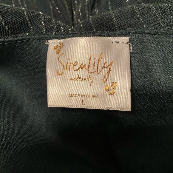 Maternity Dress Large Siren Lily Forrest green Silver striping Christmas Fall - Picture 6 of 6